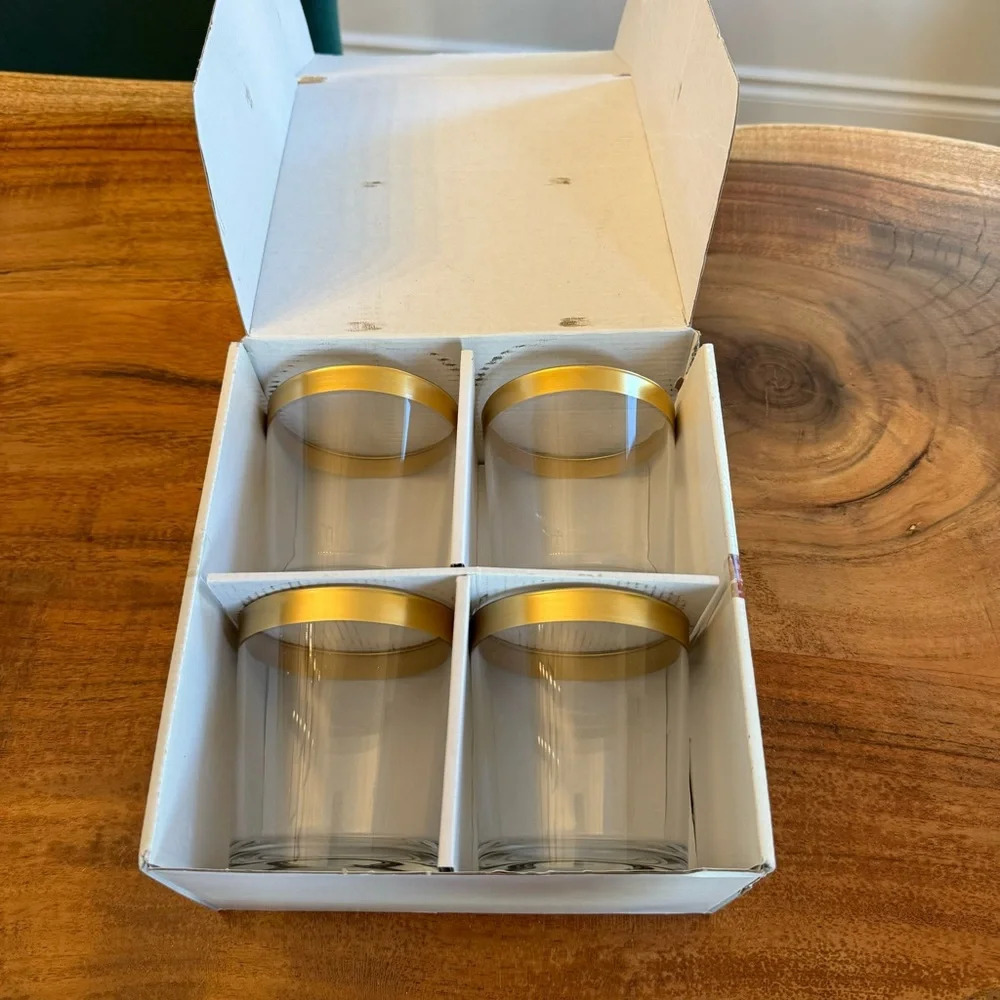 NWT Gold Rim 13oz Highball Glasses Set of 4
